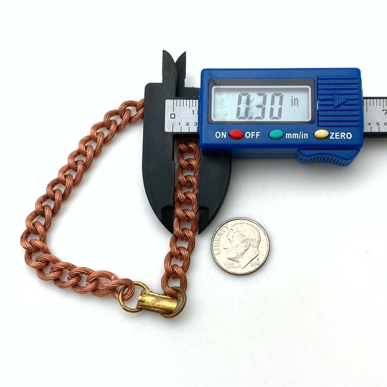 Vintage Copper Plated Curb Chain Bracelet (7 Inches) (FC41)