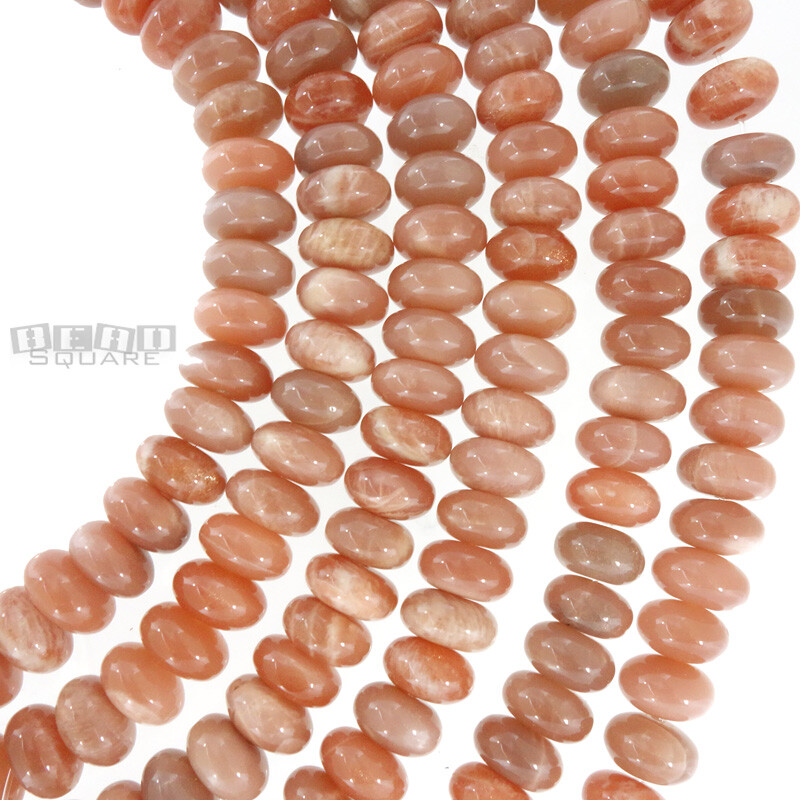 6″ Natural Peach Moonstone Rondelle Beads approx. 11mm (10.8mm – 11.6mm) #19468