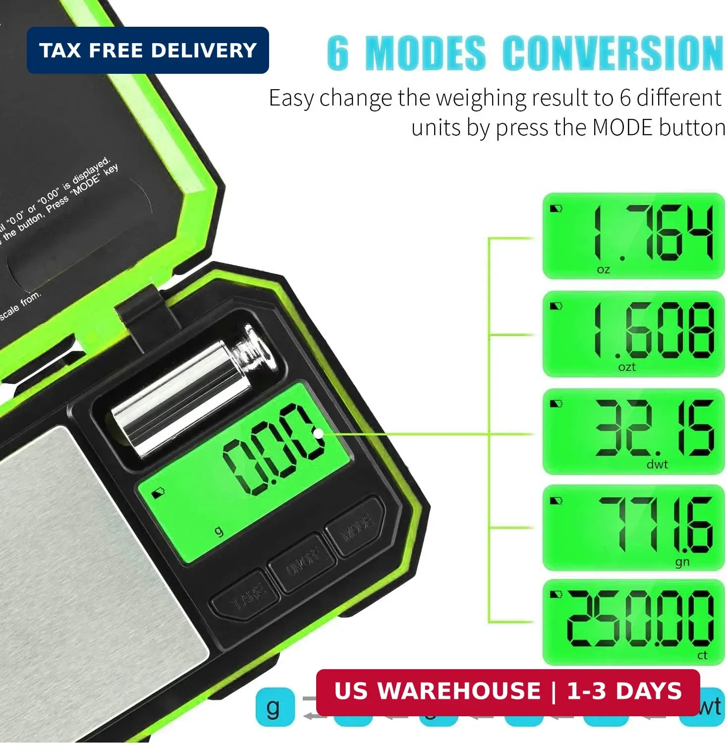 Pocket Gram Scale, 500g x 0.01g Digital Jewelry Scale, 6 Modes Conversion