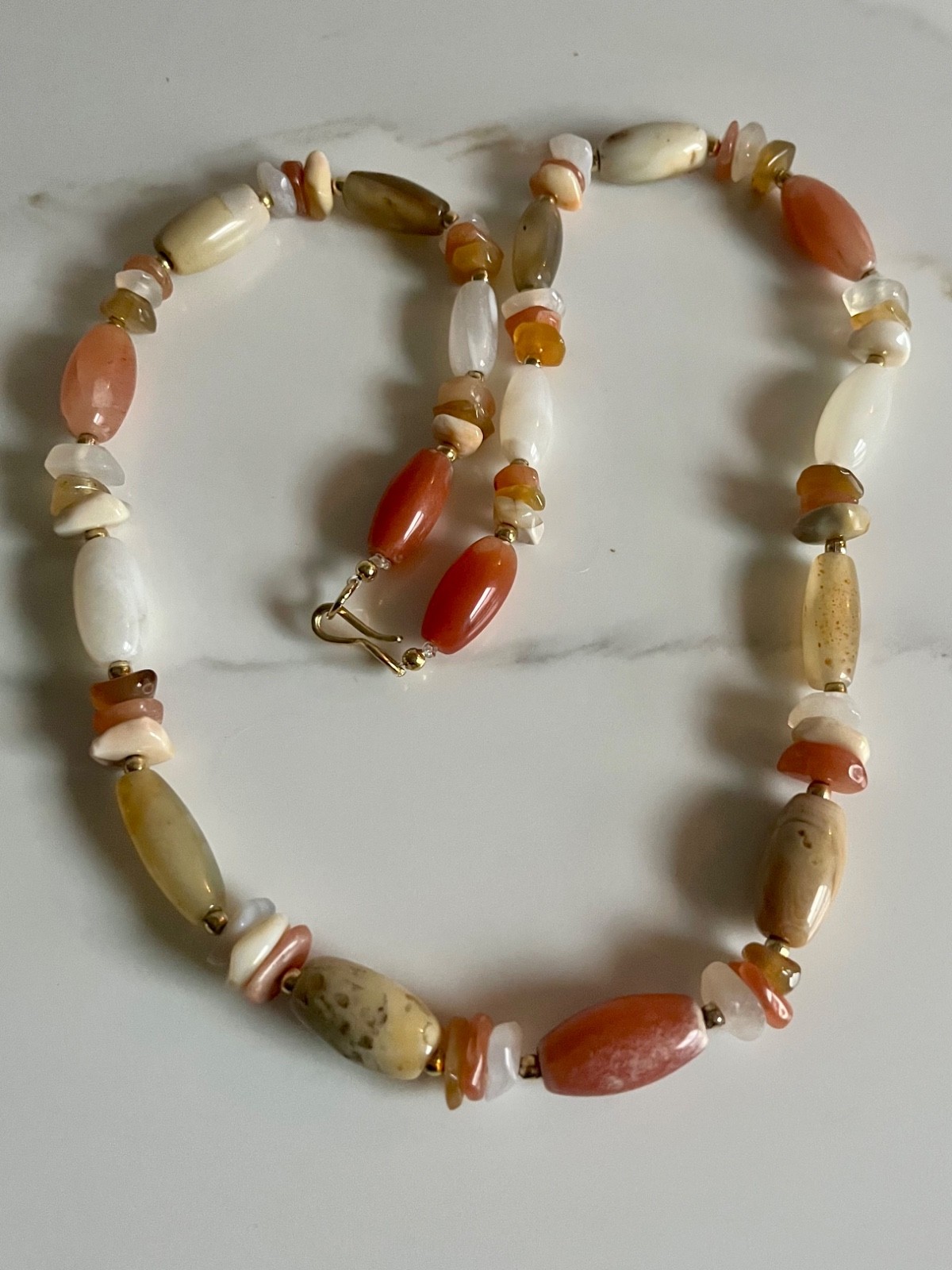 Lot of 2 Vintage Multi Color Agate Quartz Beads Various Gemstones Necklaces