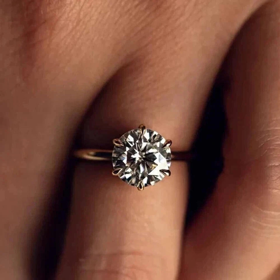 2.00Ct Round Natural Diamond Solitaire Engagement Ring 14K White Gold Size 7