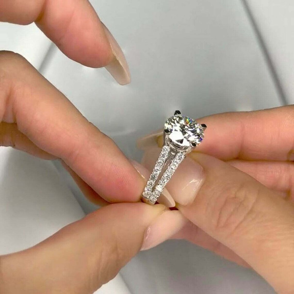 1.50 Ct Lab Created Round Cut Diamond Wedding Ring 14K White Gold Finish
