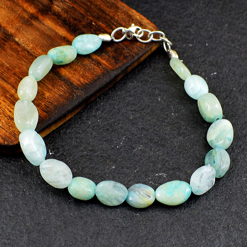 82.00 Cts Natural 8 Inches Long Peruvian Opal Oval Shape Beads Bracelet NK 50E97