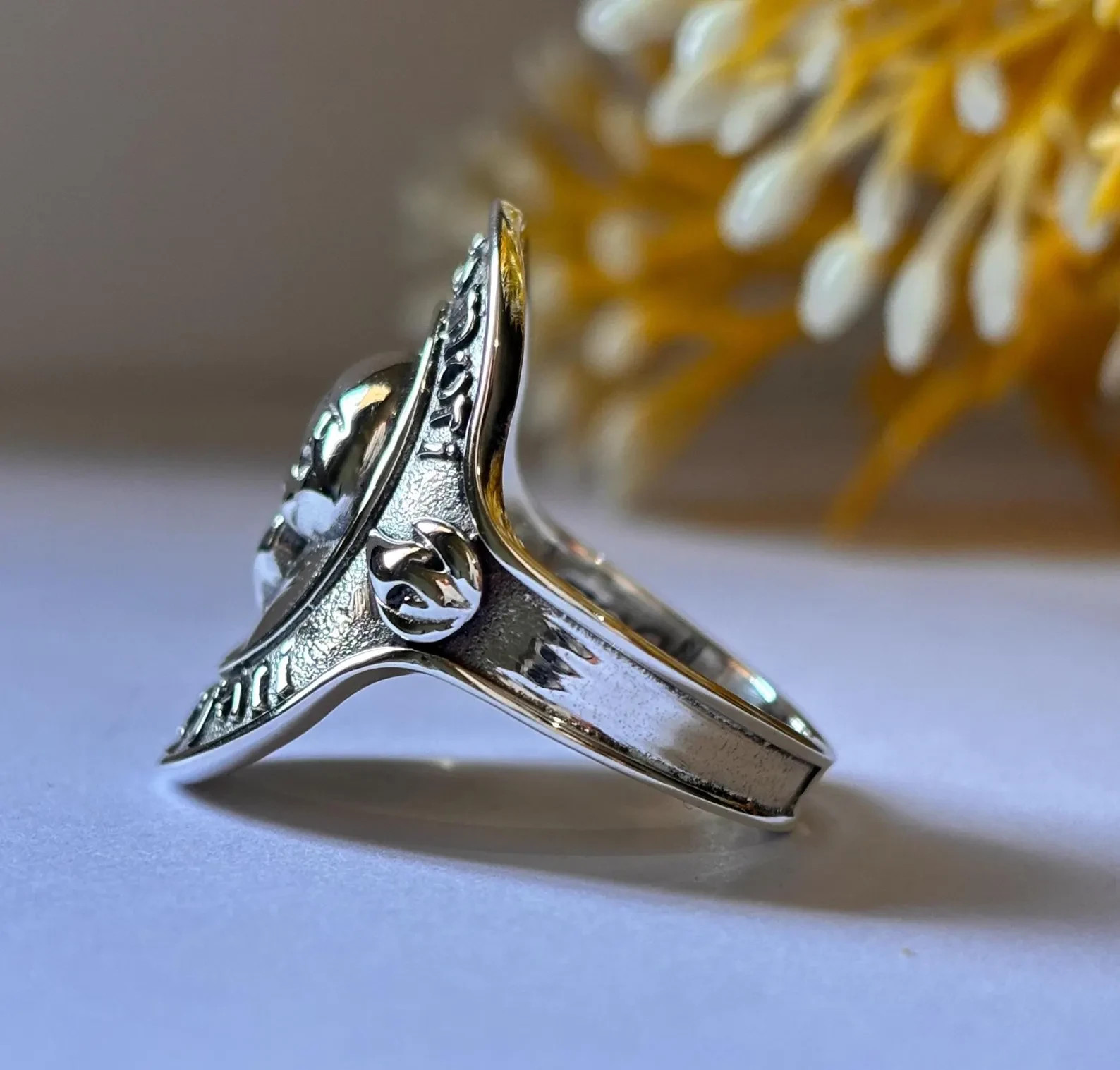 Memento Mori Skull Ring 925 Sterling Silver Gothic Statement Jewelry Gift