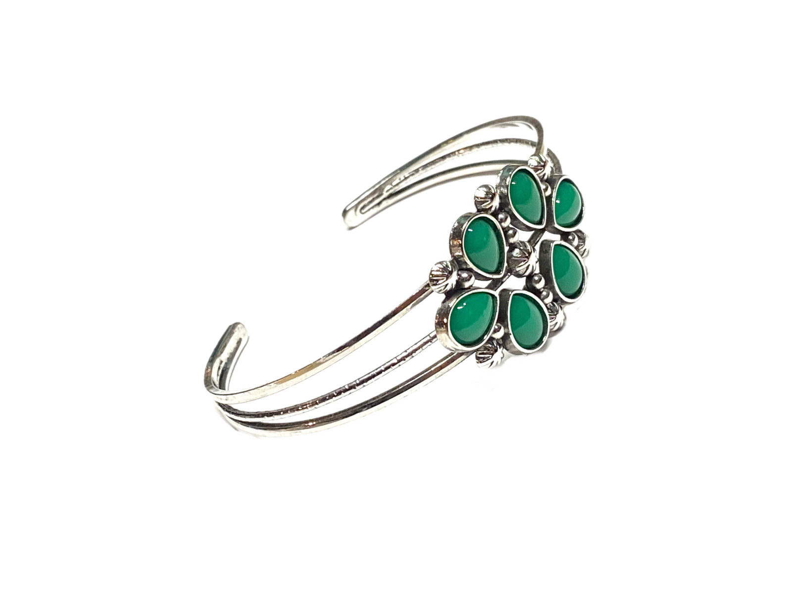 Paparazzi Taj Mahal Meadow Green Cuff Bracelet Bangle Silver Tone 7” Fashion EUC
