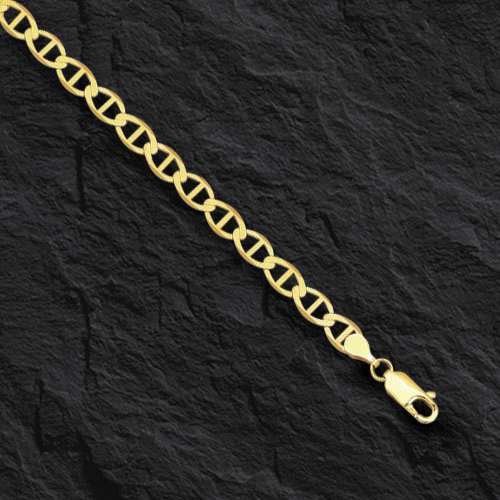 10k Yellow Gold 10″ Solid Anchor Mariner Link Anklet Chain Bracelet 3.2 mm 2Gram