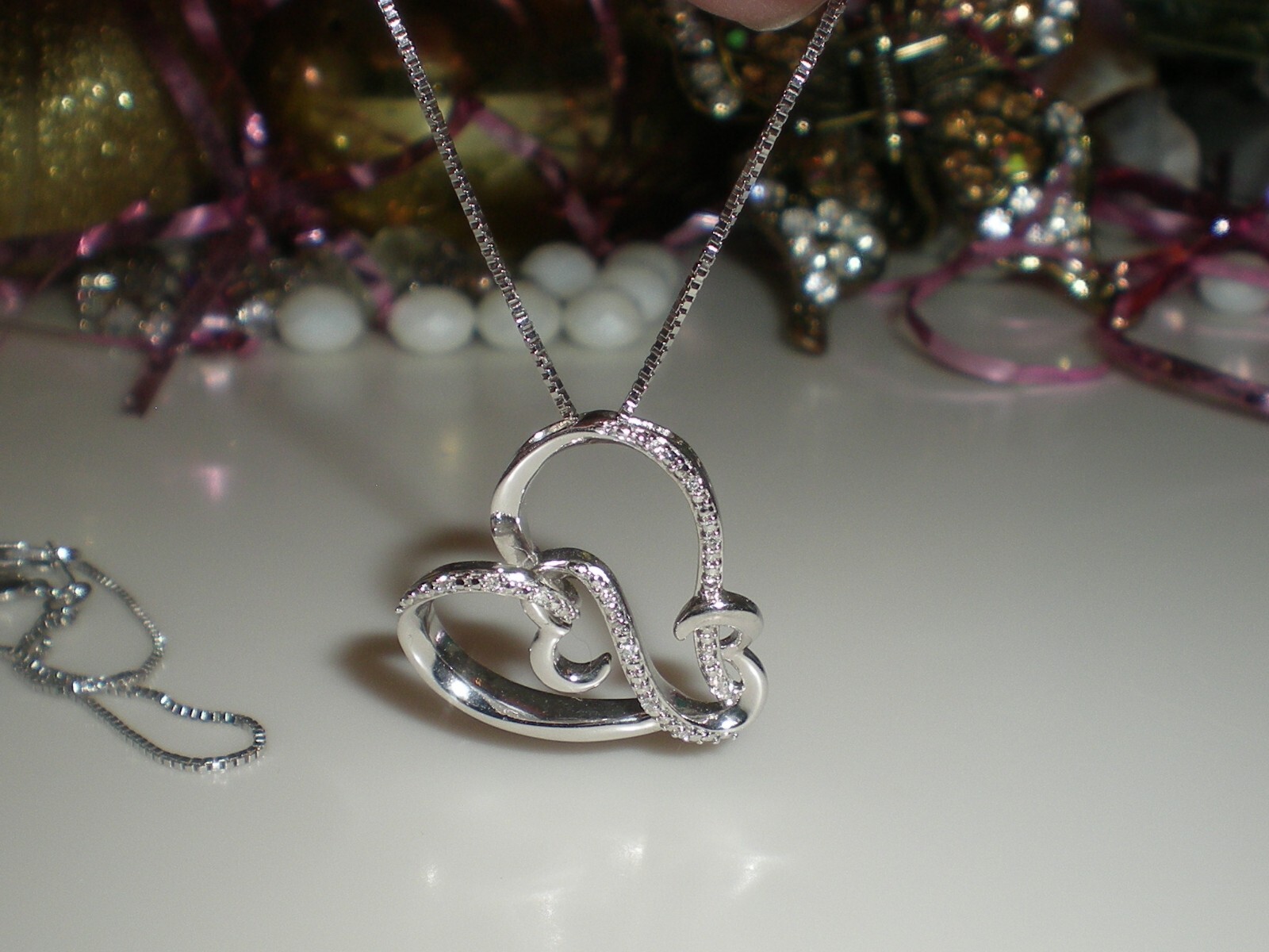Jane Seymour Open Hearts SS Heart-Shape Diamond Accent Necklace 💎 KAY Jewelers
