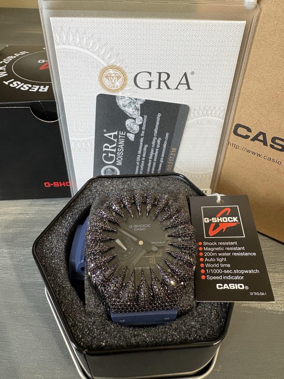 Casio G-Shock GA2100 Black Iced Out Moissanite Color VVS Men’s Watch