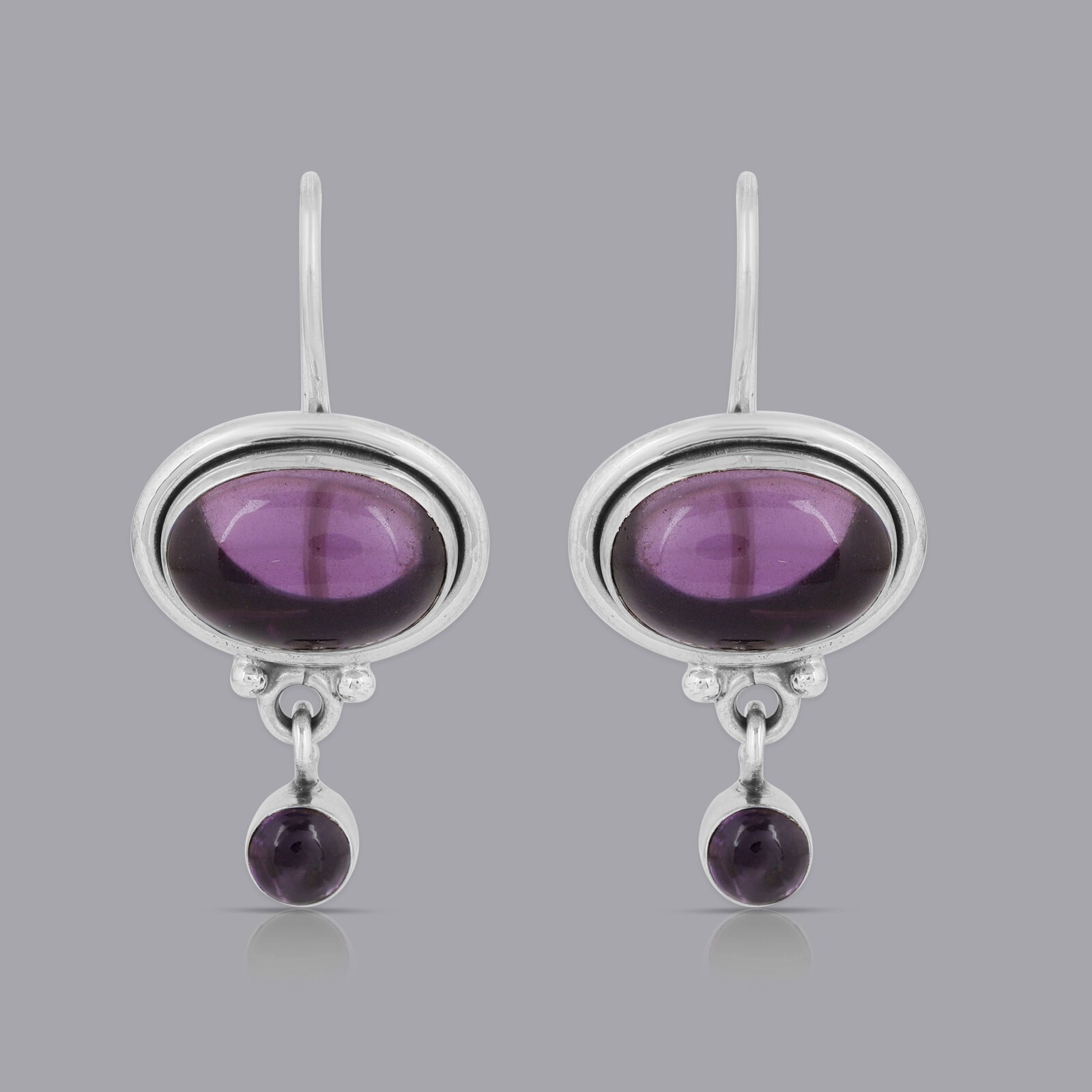 925 Sterling Silver Handmade Silver Earrings Natural Amethyst Stone Earrings