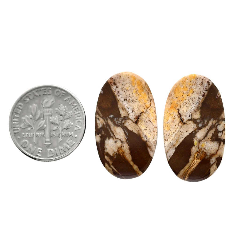 Natural Outback Jasper Pair 14.2×24.7×4 mm Oval Polished Gemstone LS72-04445