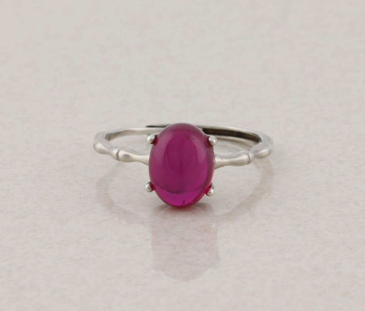 Sterling Silver Lab Created Star Ruby Sapphire Ring Size 7 Adjustable