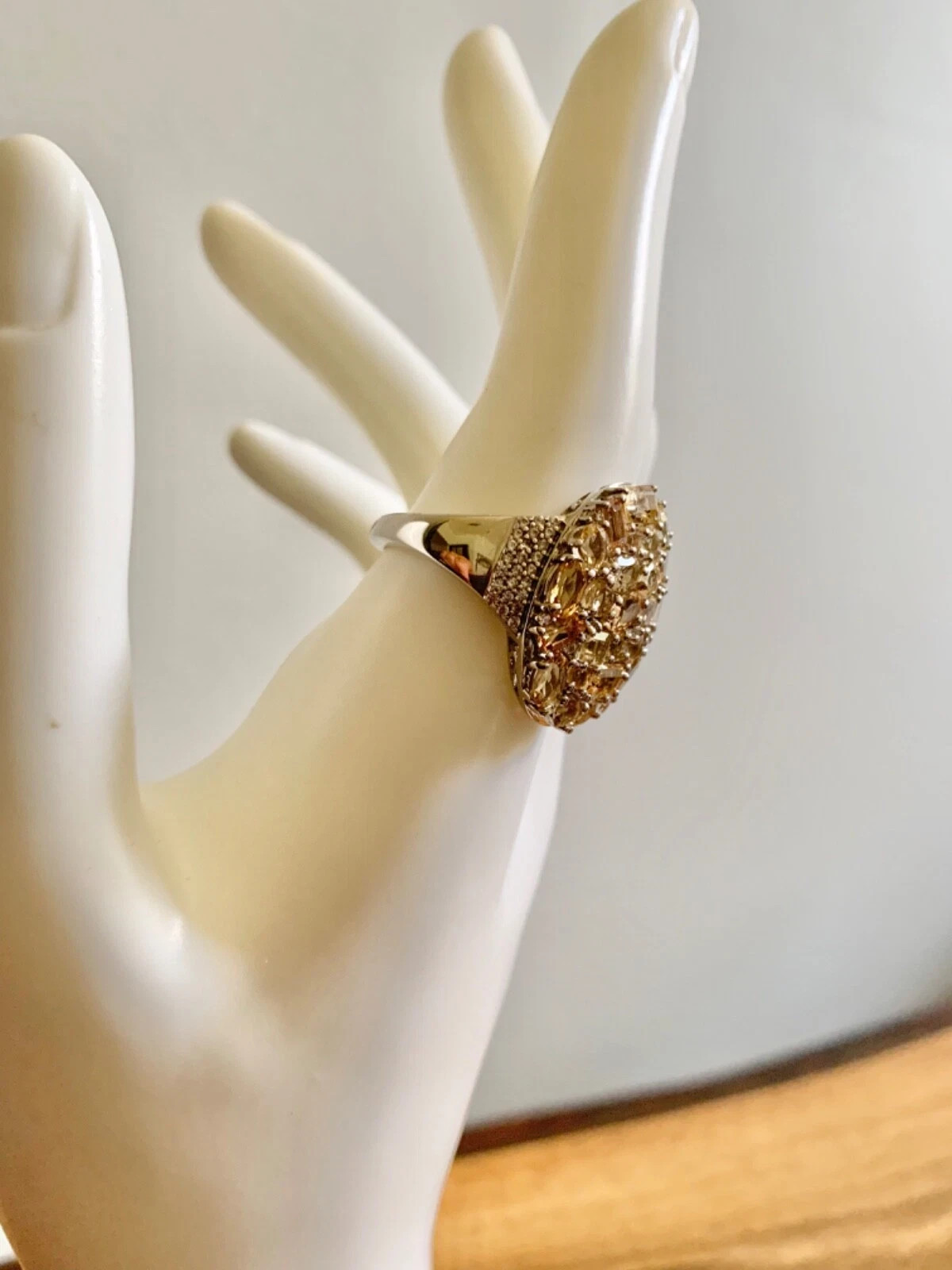 Premium Golden Imperial Topaz, White Zircon Ring – Size 10 (4.90 ctw.)