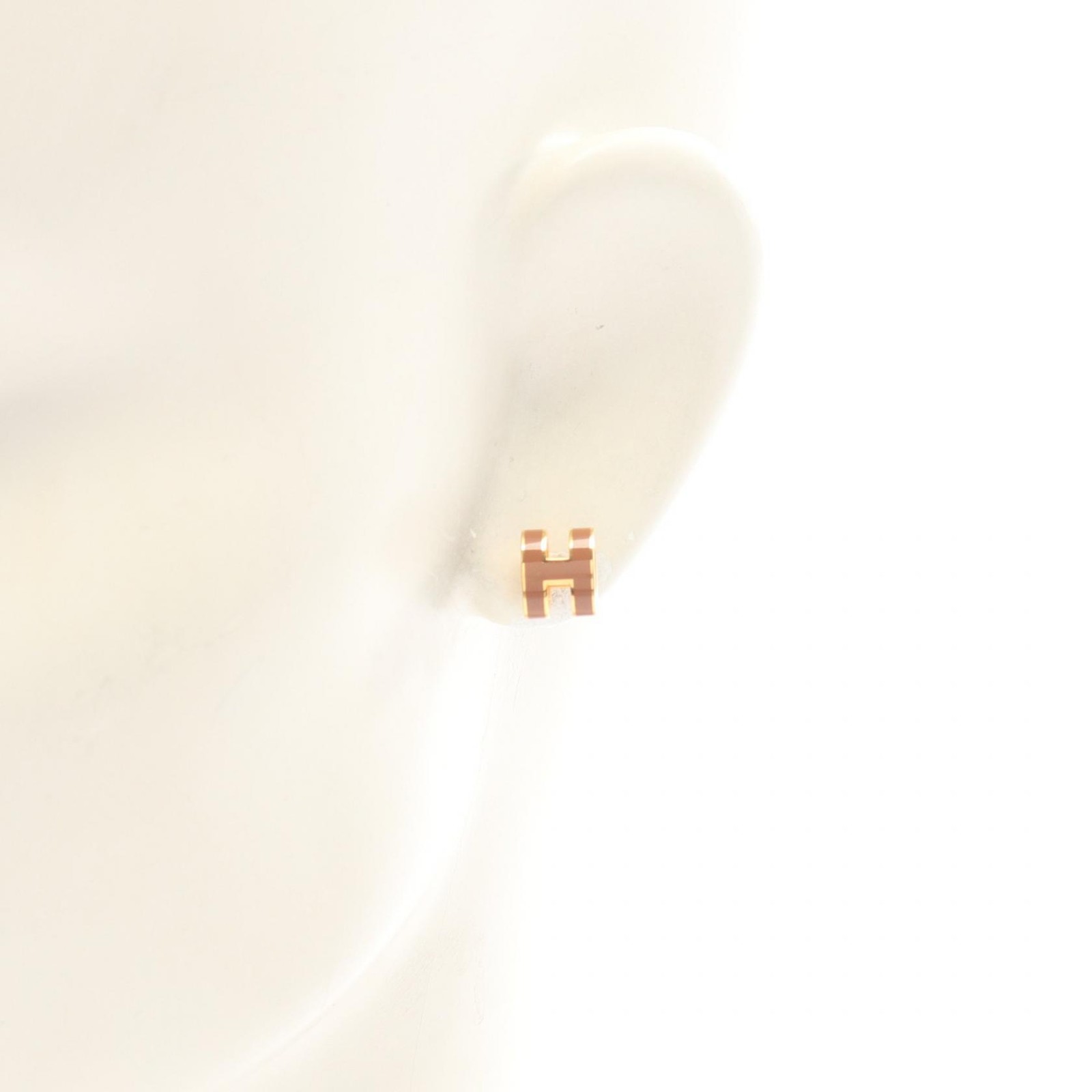 HERMES MINI POP H Pierced earrings Gold Plated Pink Used Women
