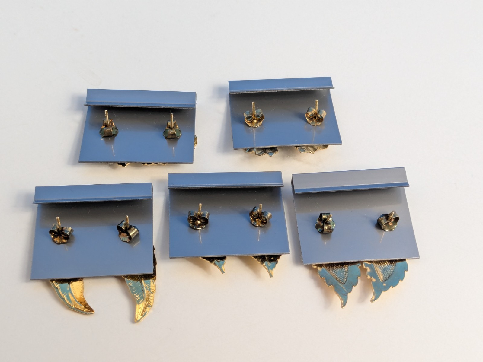 Leaf Leaves Tree Plant Vintage 80s Earrings 5 pair Lot