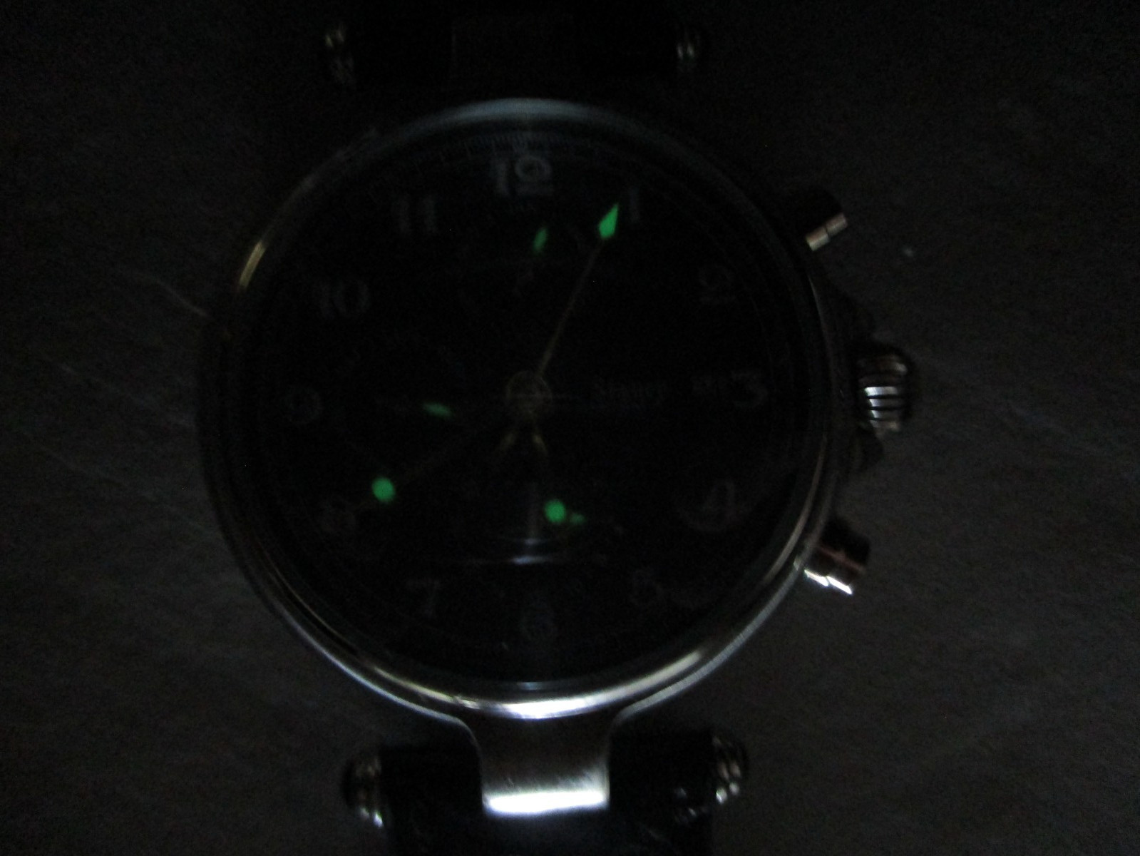 NWOT STAUER BLACK MOONPHASE AUTOMATIC 27-JEWEL CHRONO MENS WATCH DAY/DATE- 14587