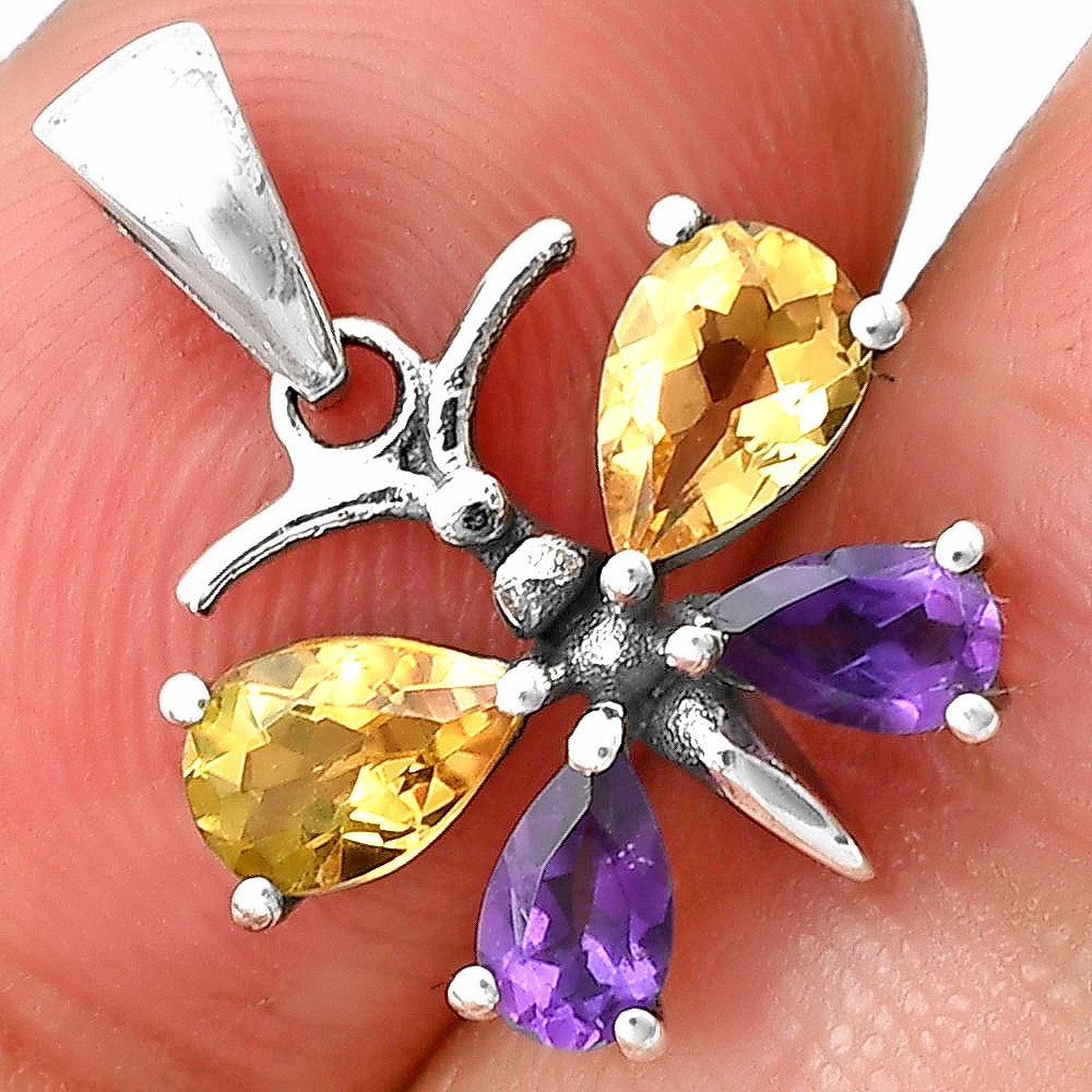 925 Sterling Silver Butterfly Gemstone Pendant Handmade Jewelry Gift DGP1008