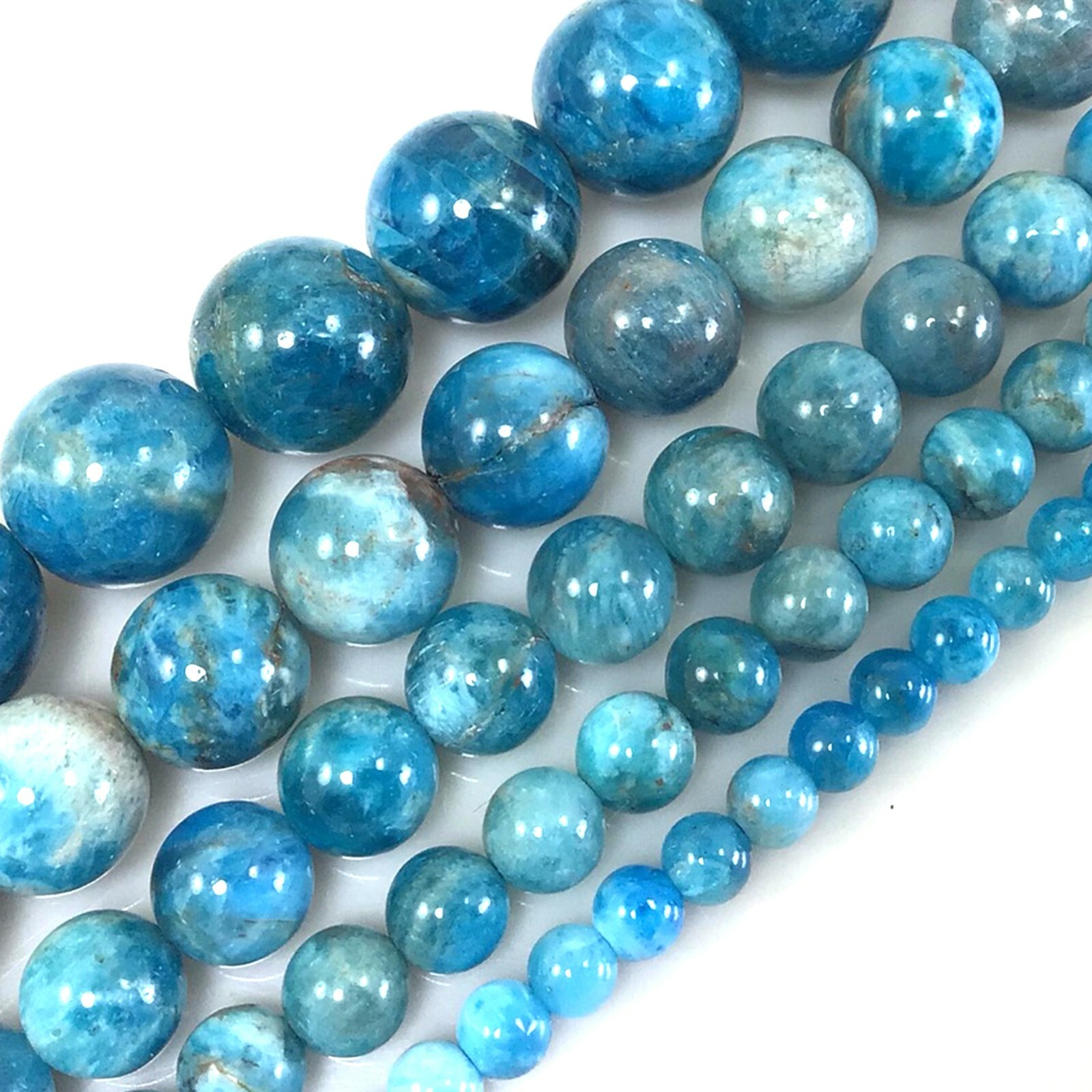Blue Apatite Round Loose Bead 15″ 4mm 6mm 8mm 10mm 12 Beading natural Gemstone