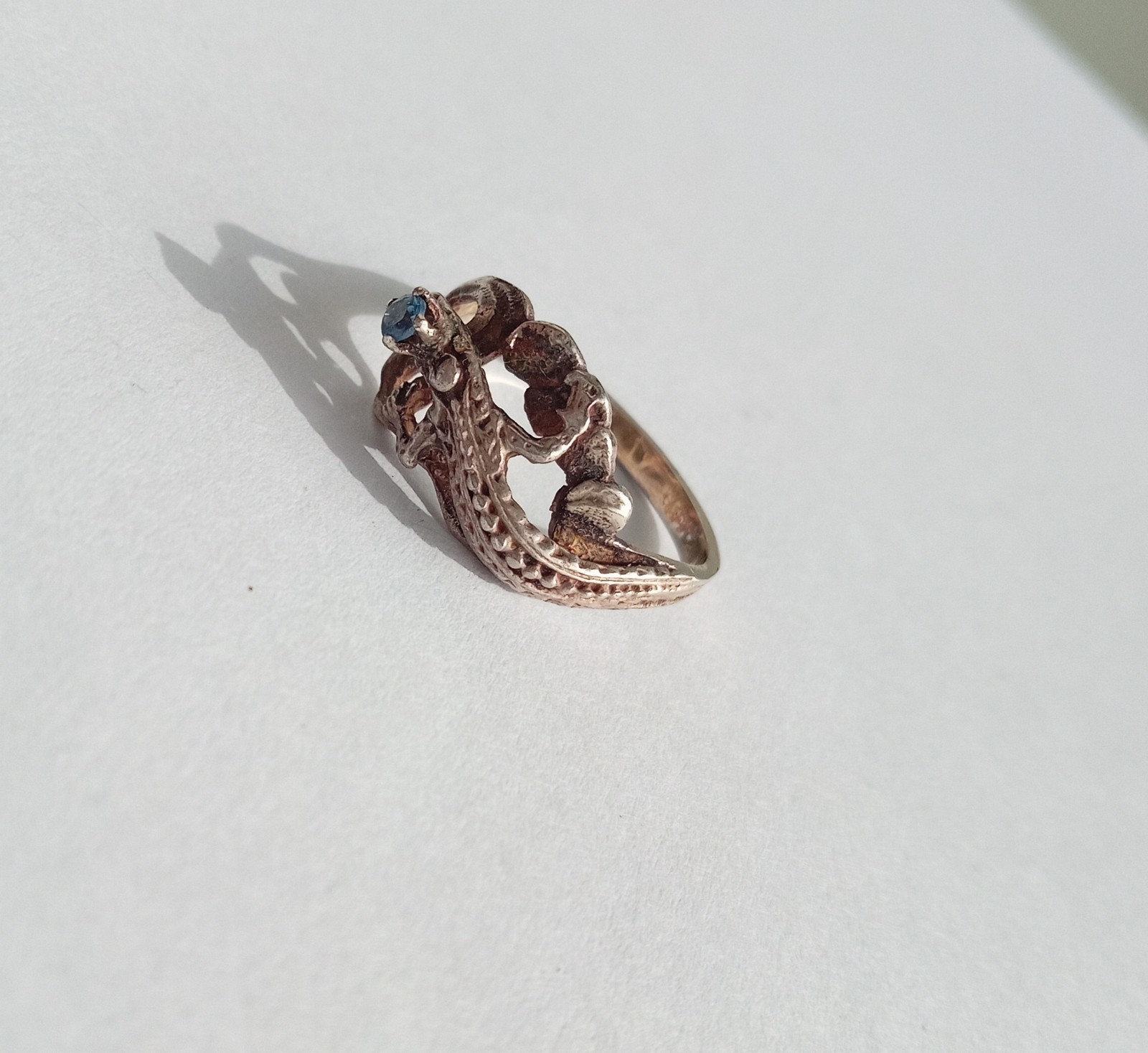 Vintage “Lizard” Ring Blue stone Sterling Silver 925 Women’s Jewelry size 6.75