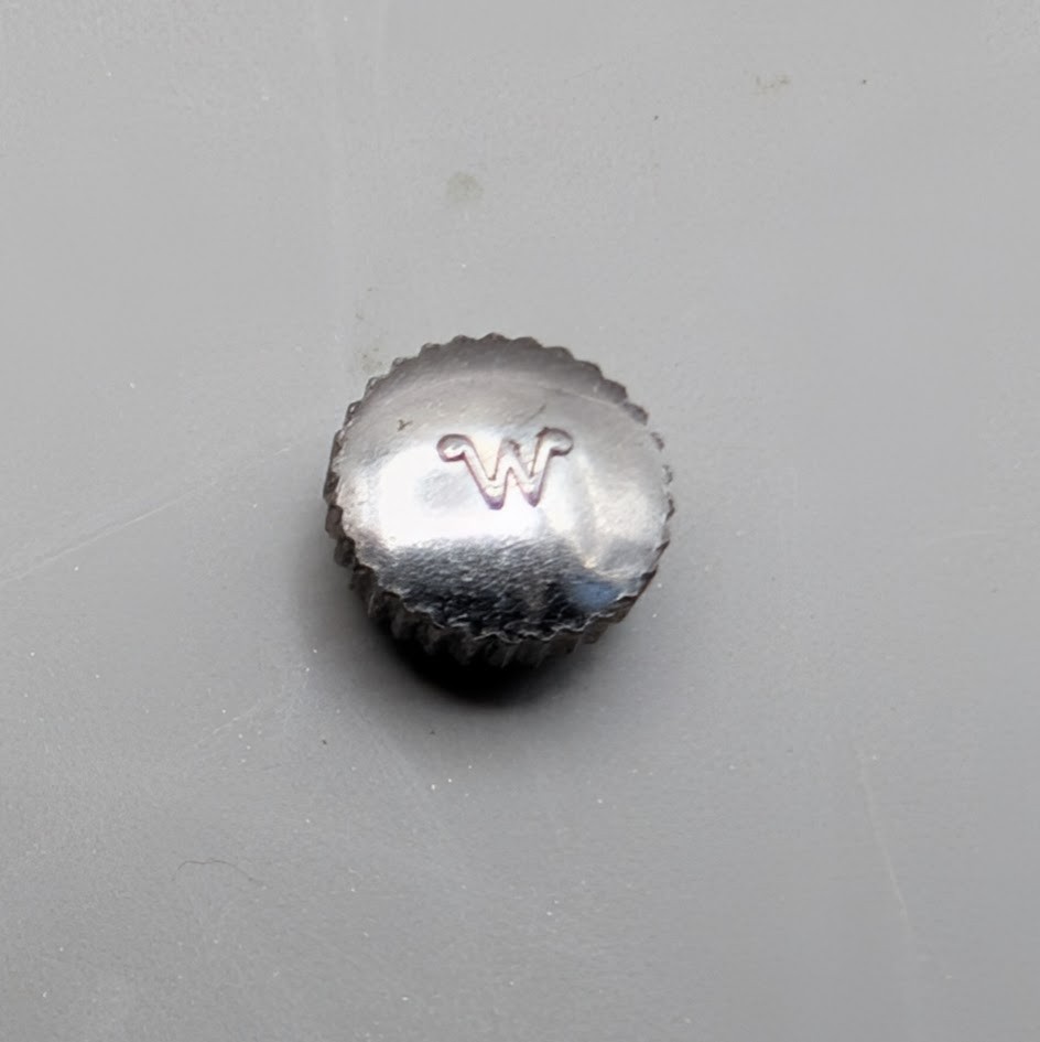 Vintage NOS Wyler Signed Watch Crown Silver Tone Tap 10 Half Hidden .210