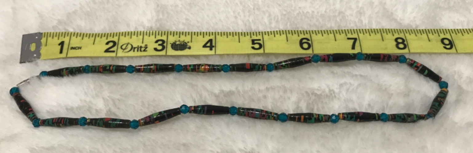 Artisan Unique Rolled Varnished Tube Paper Earrings Necklace Set
