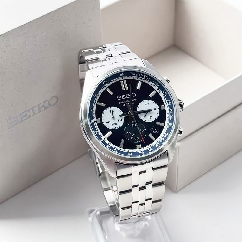 SEIKO Essentials SSB427 Chronograph Quartz Men’s Watch Blue Dial 41.5MM