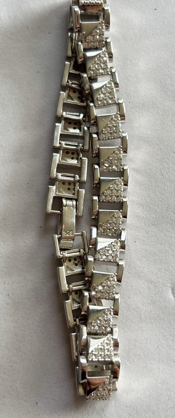 Mens Boys Stainless Steel/Titanium Bracelet With Faux Diamonds 925
