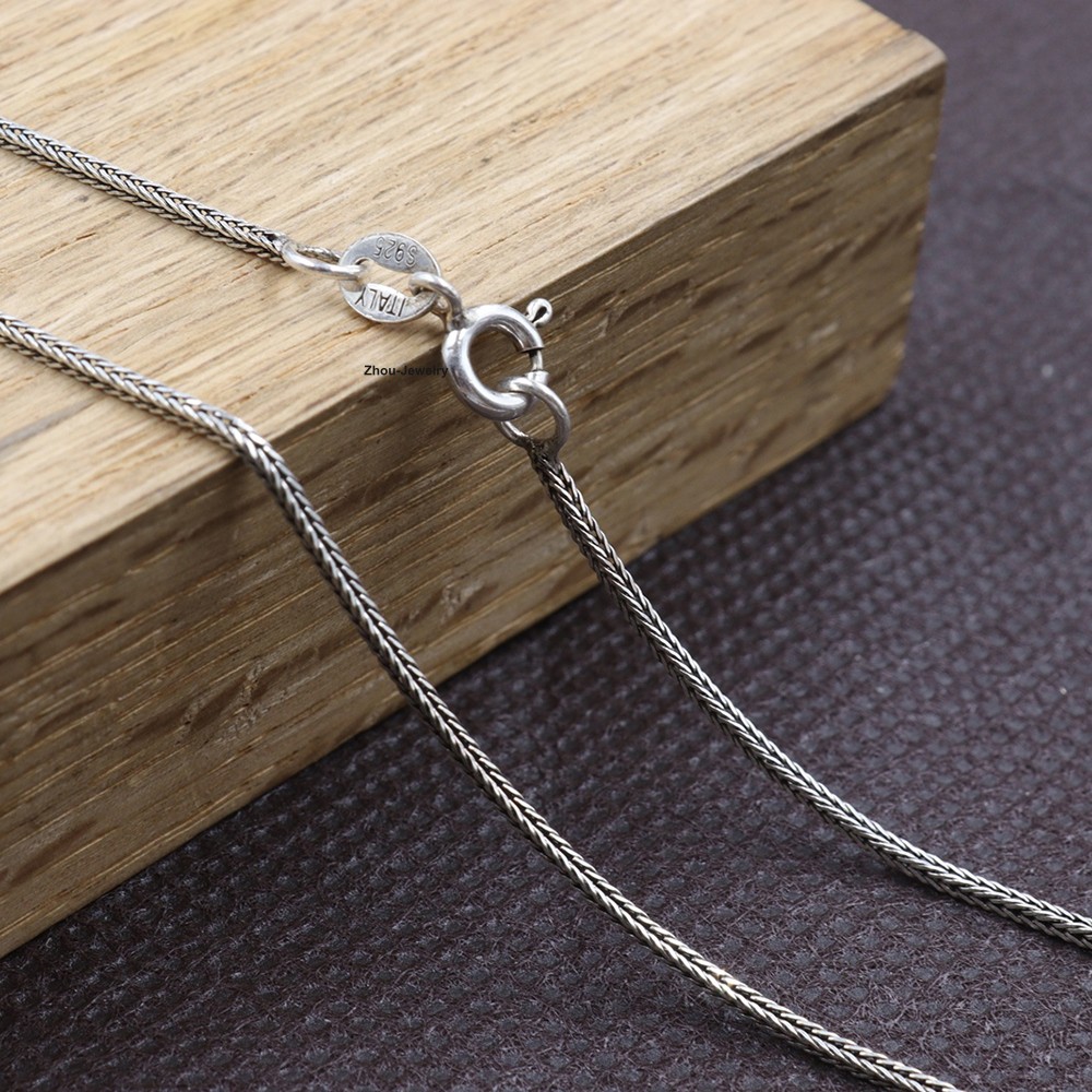 Women’s Necklace Real 925 Sterling Silver 1.2mm THIN Wheat Link Chain 15.7inch