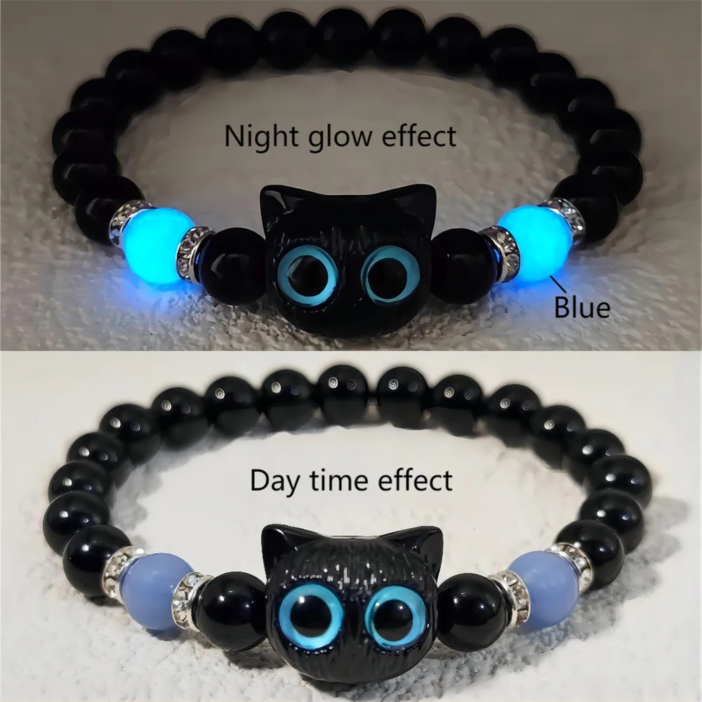 2026 Fashion Luminous Beads Couple Bracelets For Women Men Charm Cat Matching
