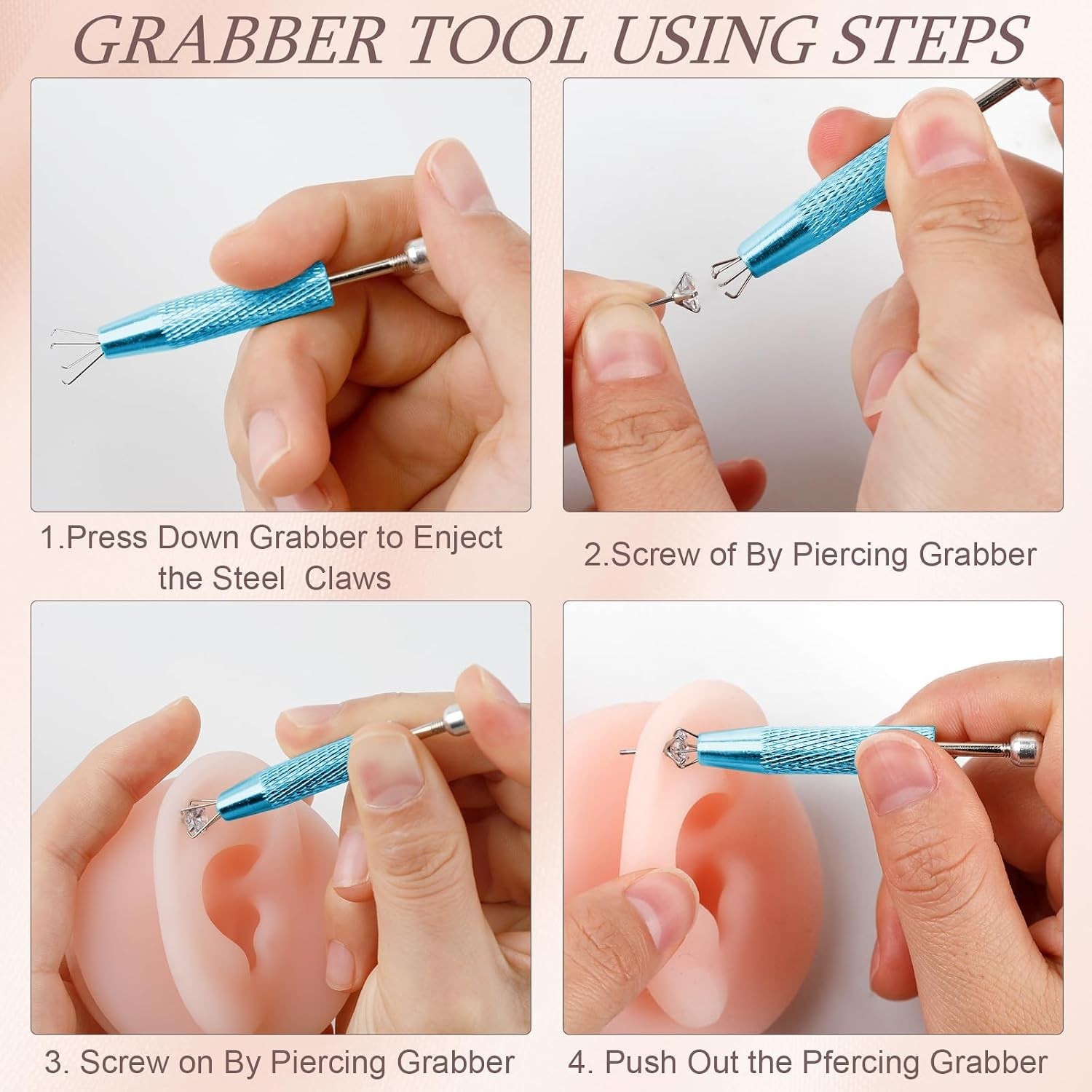2Pcs Piercing Ball Grabber Tool for Changing Jewelry, Stianless Steel Flat Ba…