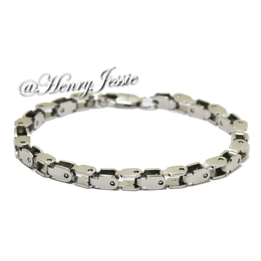 24″MEN 316L Stainless Steel 5mm Silver Bike Box Link Chain Necklace Bracelet