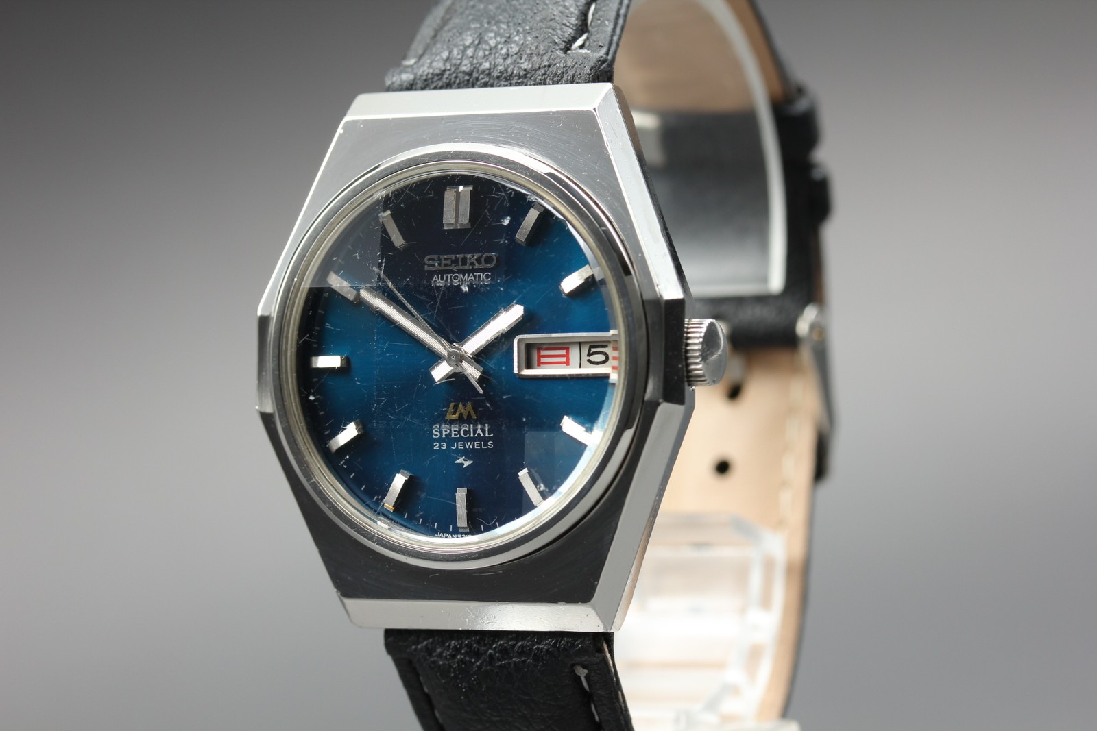 Vintage 1974 ‘ Kanji ‘ Seiko Load matic Special LM 5216-7110 Blue AT Watch JAPAN
