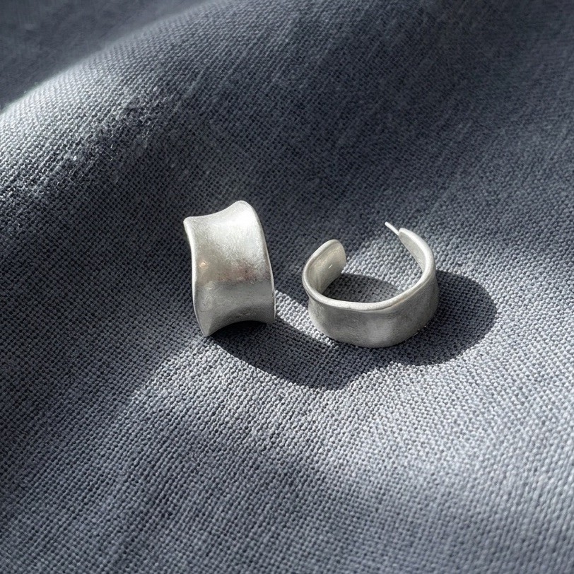 Sundance Molten Silver Hoop Earrings Boho Matte Brushed Minimalist Stud Catalog