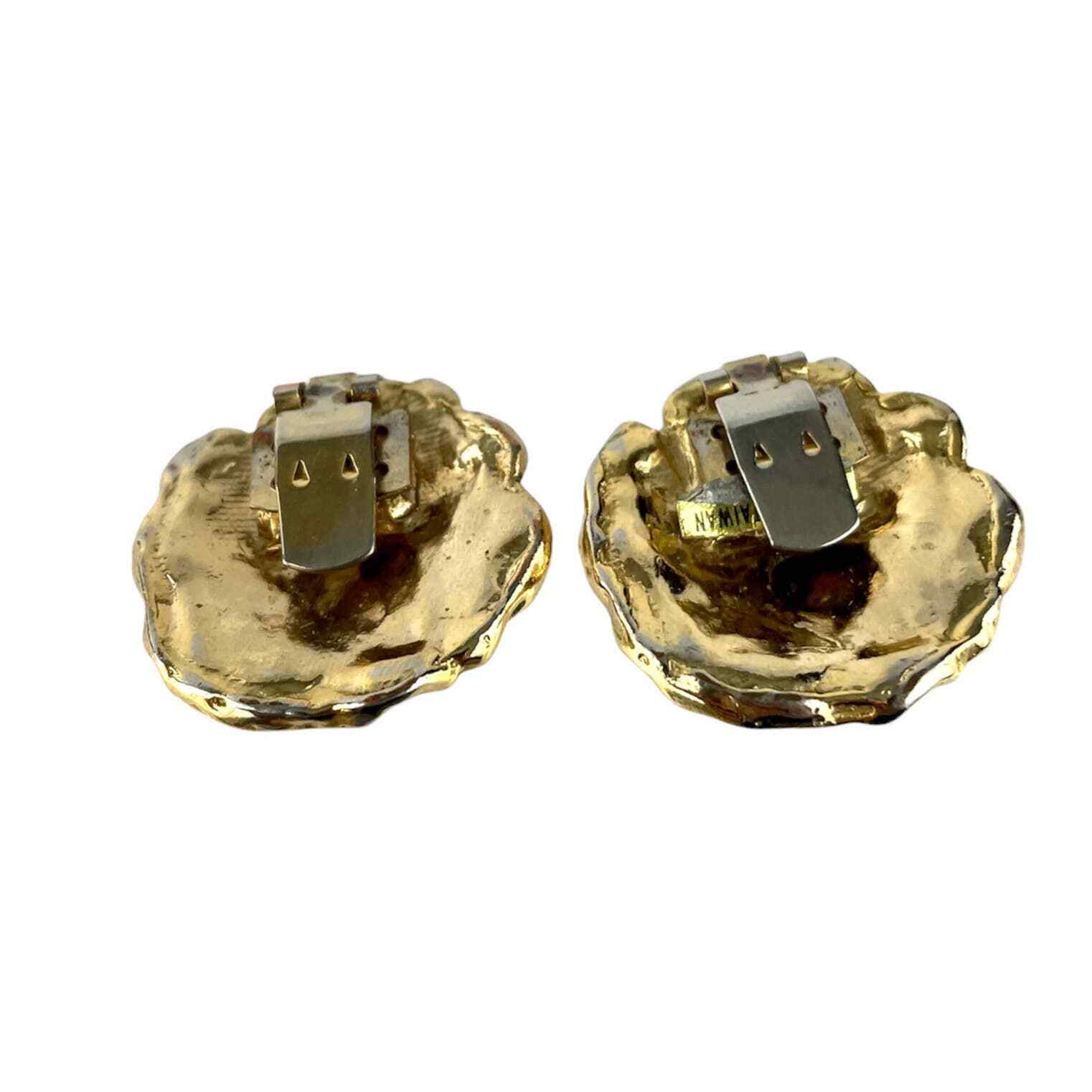 VTG Pair Gold Tone Shoe Clips Unique Design Texture Added Extra NYC
