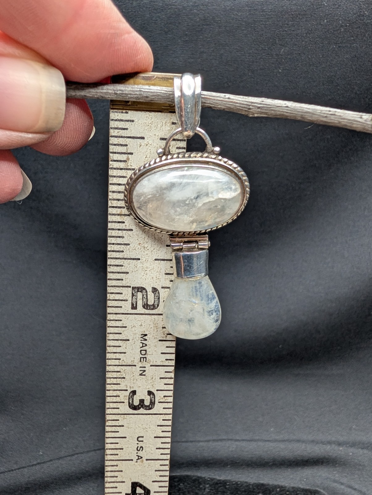 Moonstone Pendant With Sterling Silver Beaded Necklace