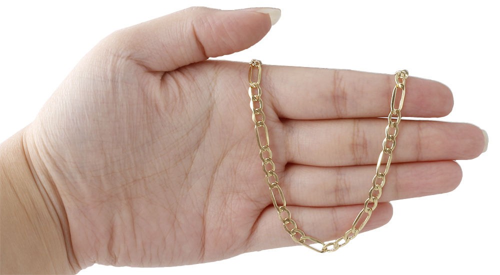 Mens Real 10K Yellow Gold Figaro Chain 4.7mm Necklace High Polished 16-30 Inches