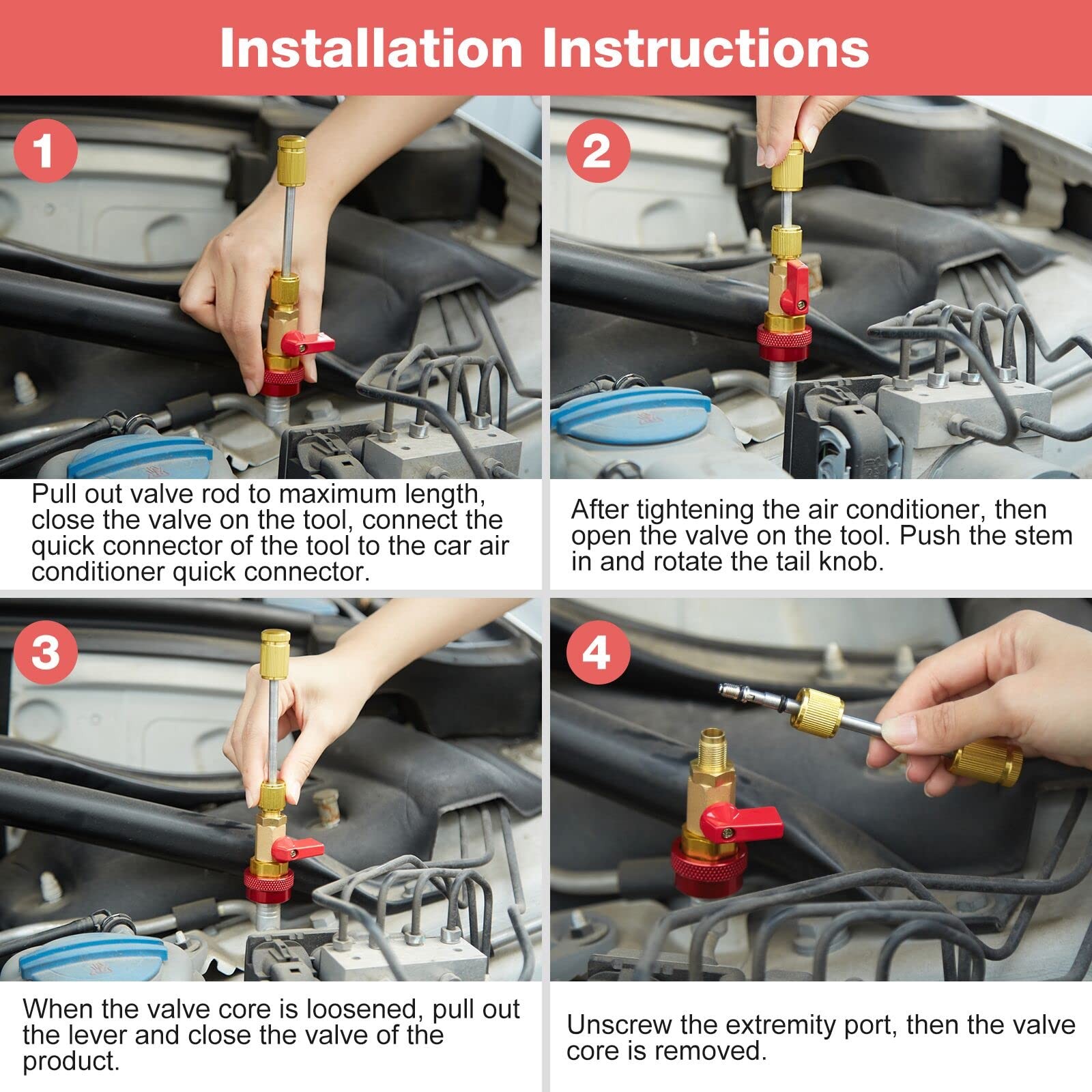 Wadeo R134A Valve Core Quick Remover Installer Tool Set – Ac High Pressure