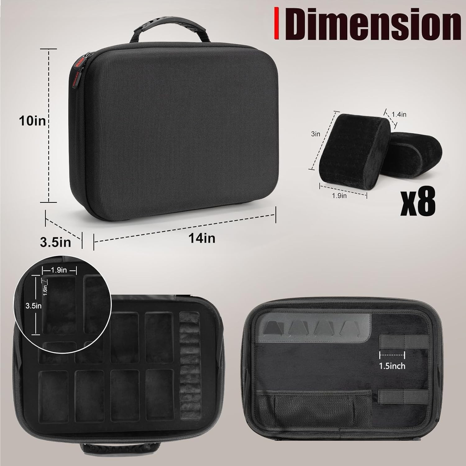 Travel Jewelry Box Watch Case, 8 Slots Watch Organizer for Men Women, Hard Stora