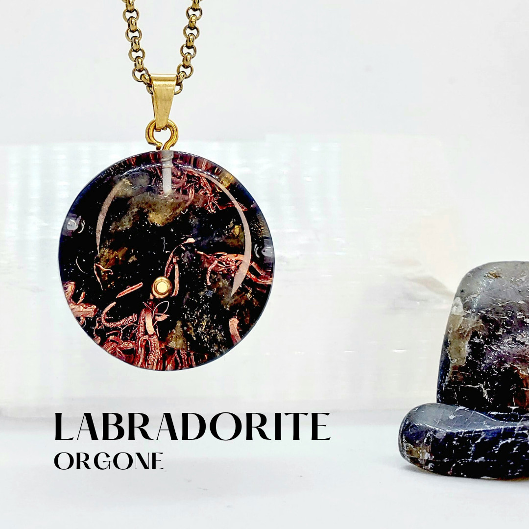 LABRADORITE Orgone Generator. Pendant for Alignment, Perseverance, Stress relief