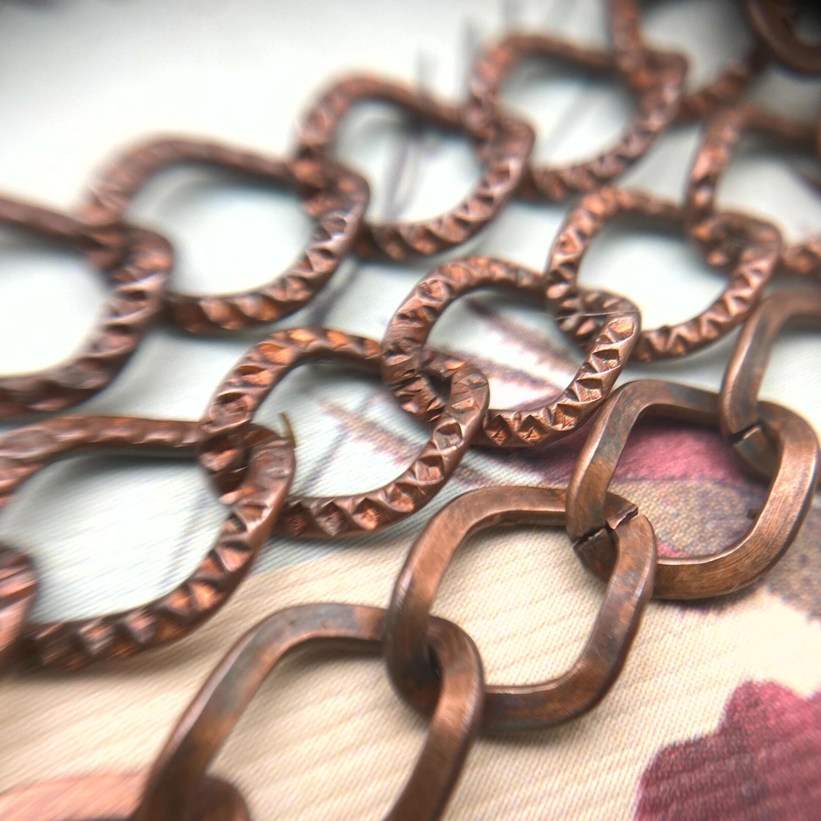 Textured Plated Curb Copper Chain 8×9.5mm (Sold By The Foot) (COPP45)