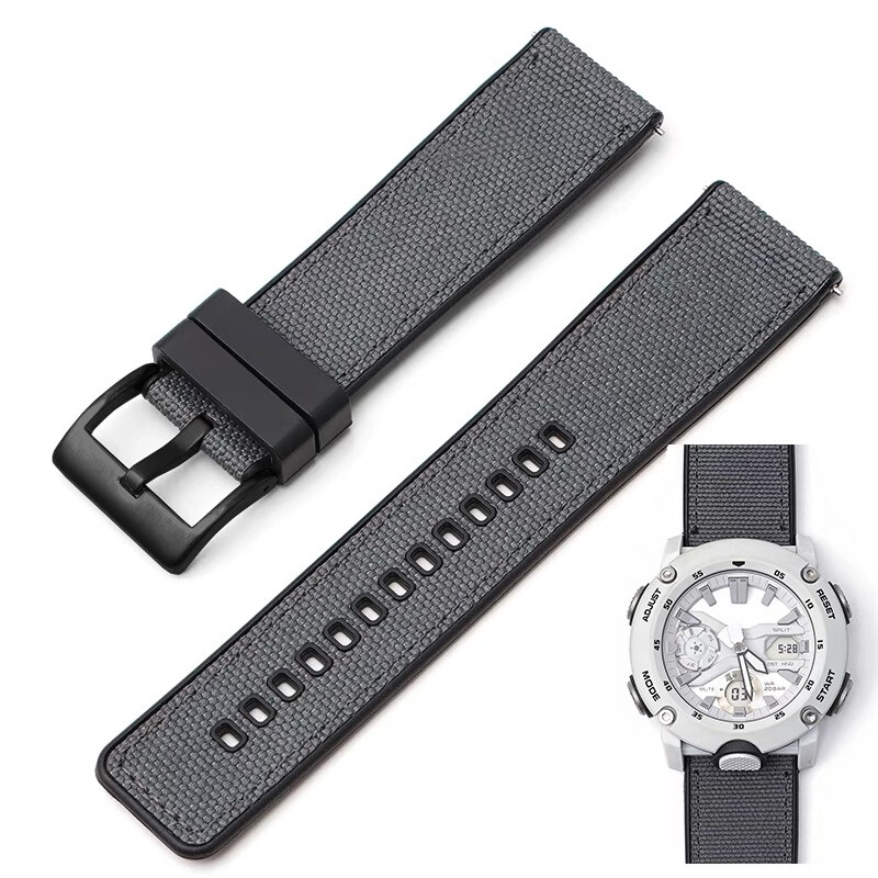 Nylon + Rubber Strap For G-SHOCK PRG-600 PRG-650 GA-2000 Watch Band Replacement