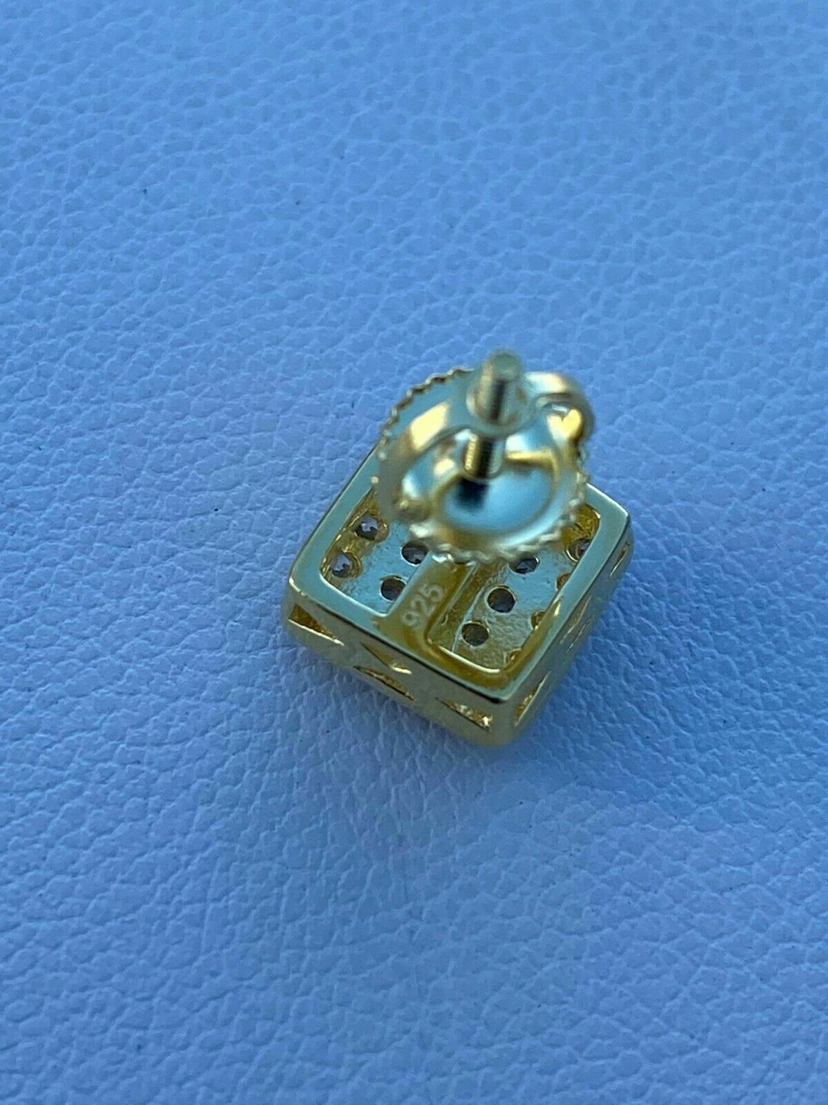 14k Gold Plated 925 Iced Real MOISSANITE Square Screwback Earrings Passes Tester