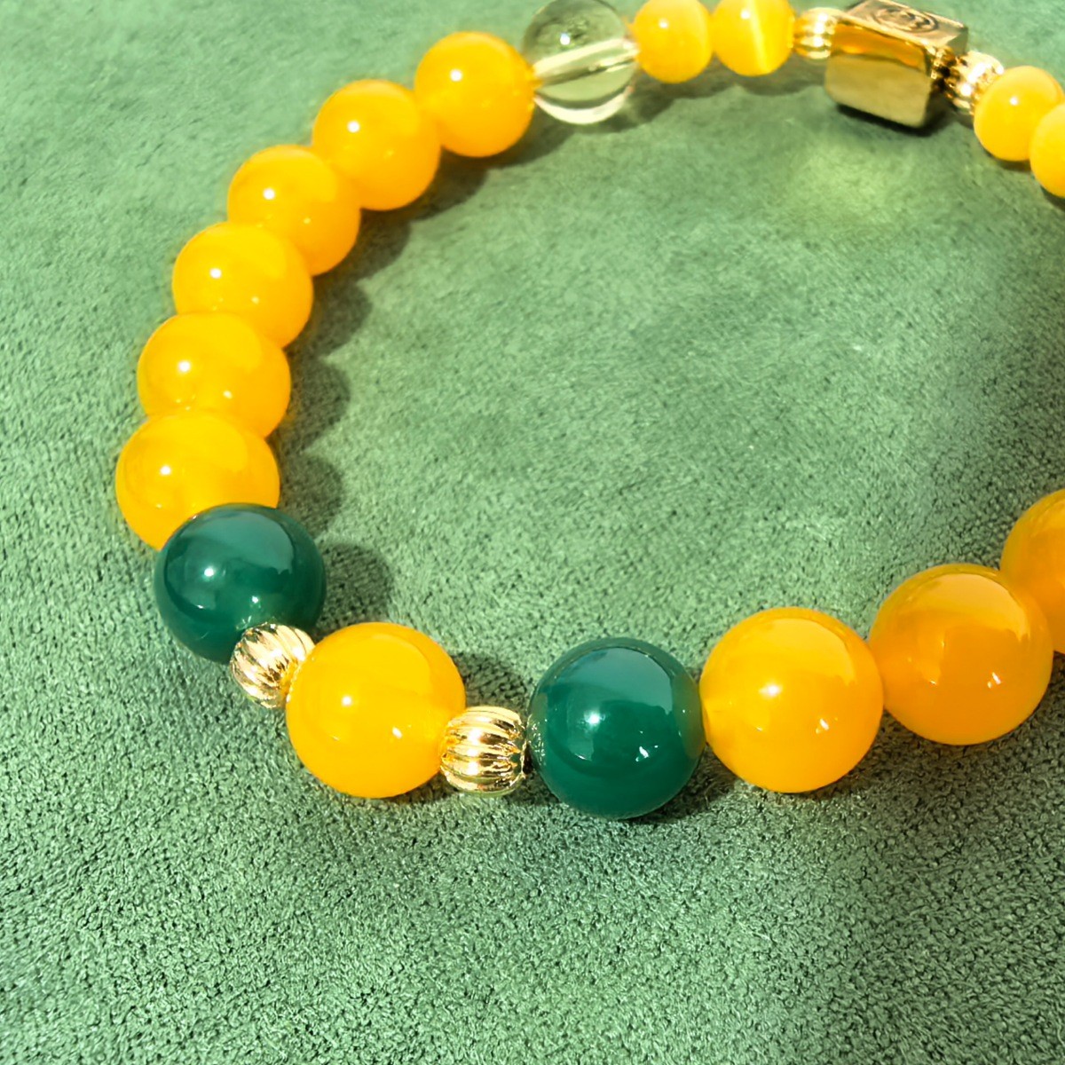 Custom Engraved Bracelet Yellow Agate Citrine Beads Wealth luck Jewelry Her Gift