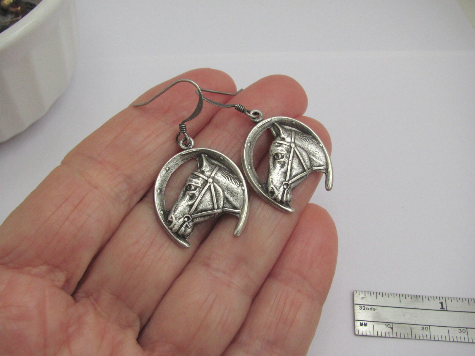 Horse Earrings Horse Shoe Lucky Charm Antiqued Silver Plate Hawaiibeads Earrings