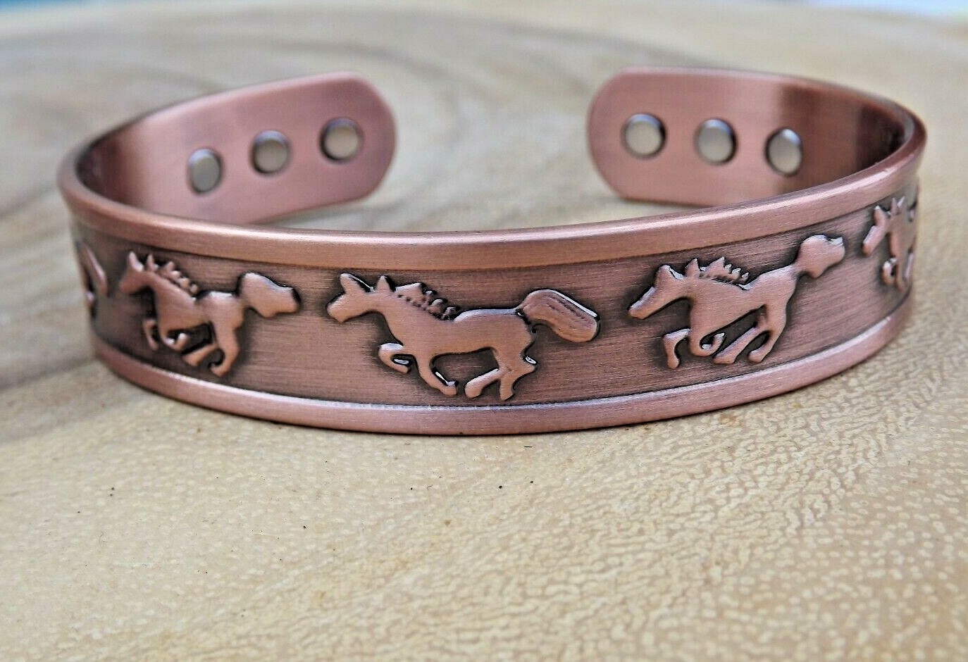 Pure Copper Magnetic Bracelet Arthritis Therapy Cuff Bangle Horse Western Cuff