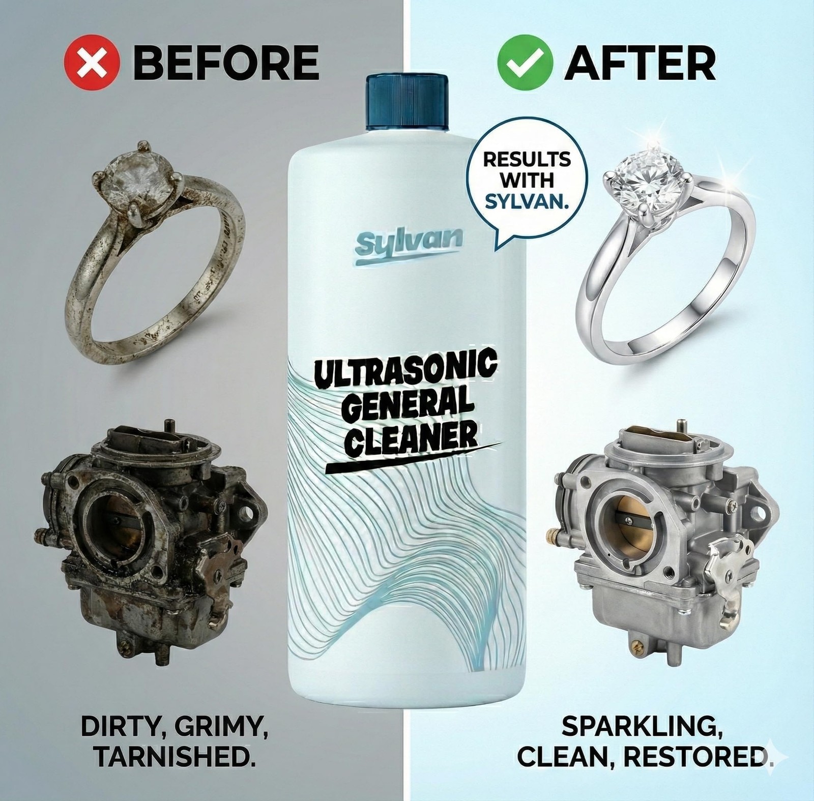 Ultrasonic Cleaner Solution Concentrate + Free Cleaning Cloth | Makes 50 Gal….