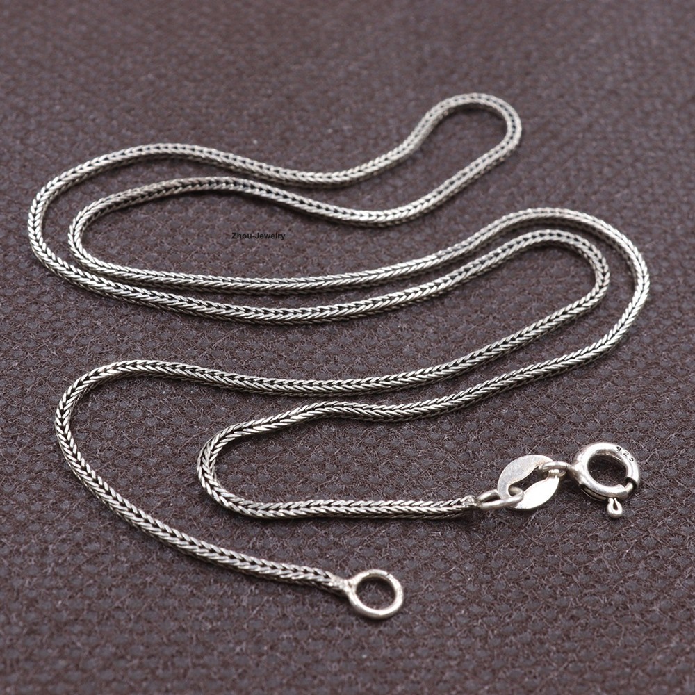 Women’s Necklace Real 925 Sterling Silver 1.2mm THIN Wheat Link Chain 15.7inch