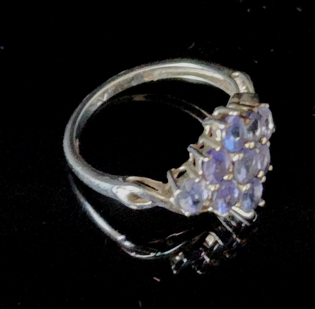 Vintage Sterling Silver Faceted Purple-Lavander Fluorite Ring Size 5.75