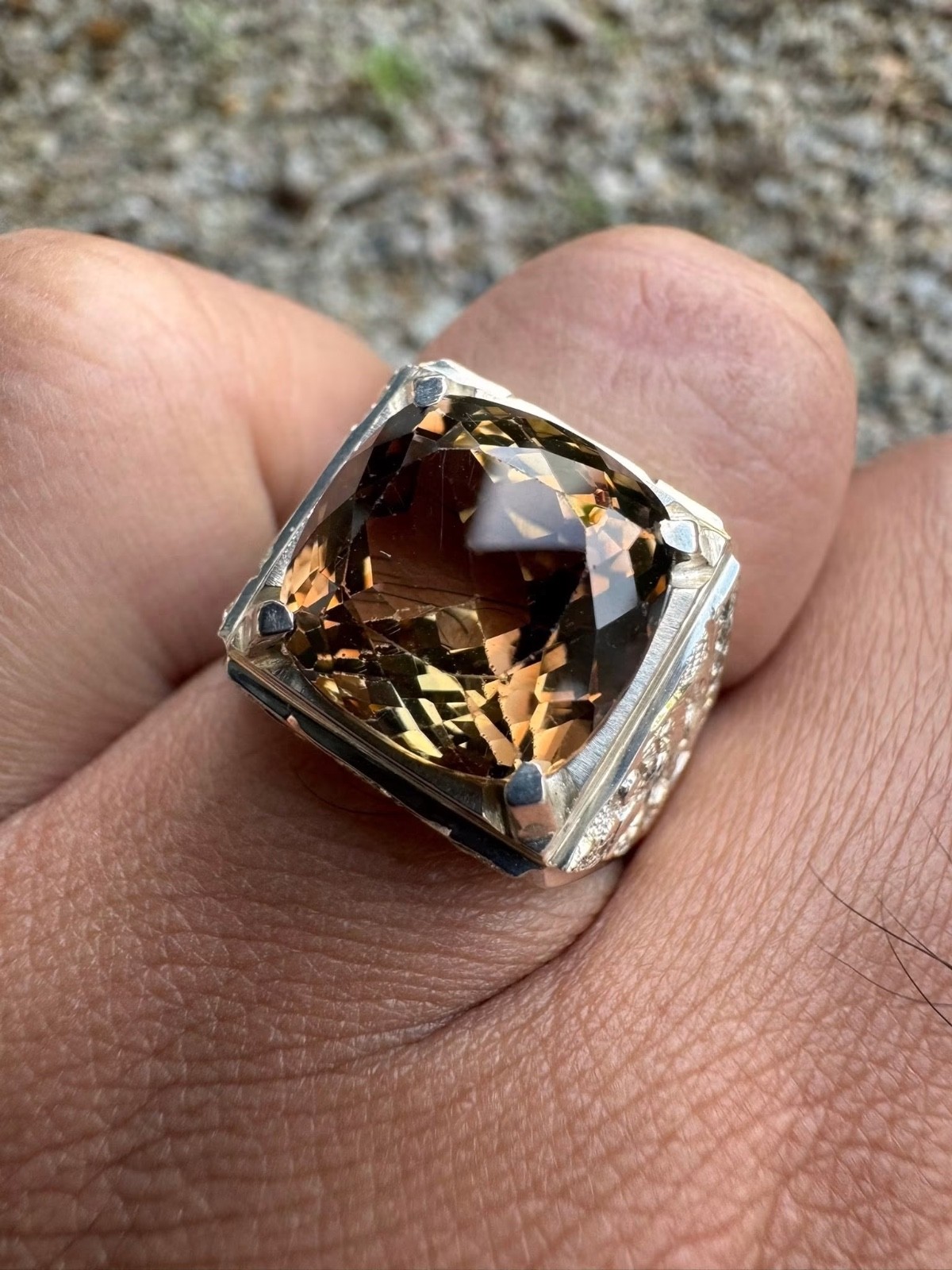 Top Quality Smoky Quartz Gemstone 925 Sterling Silver Men’s Ring Wedding Gift D7