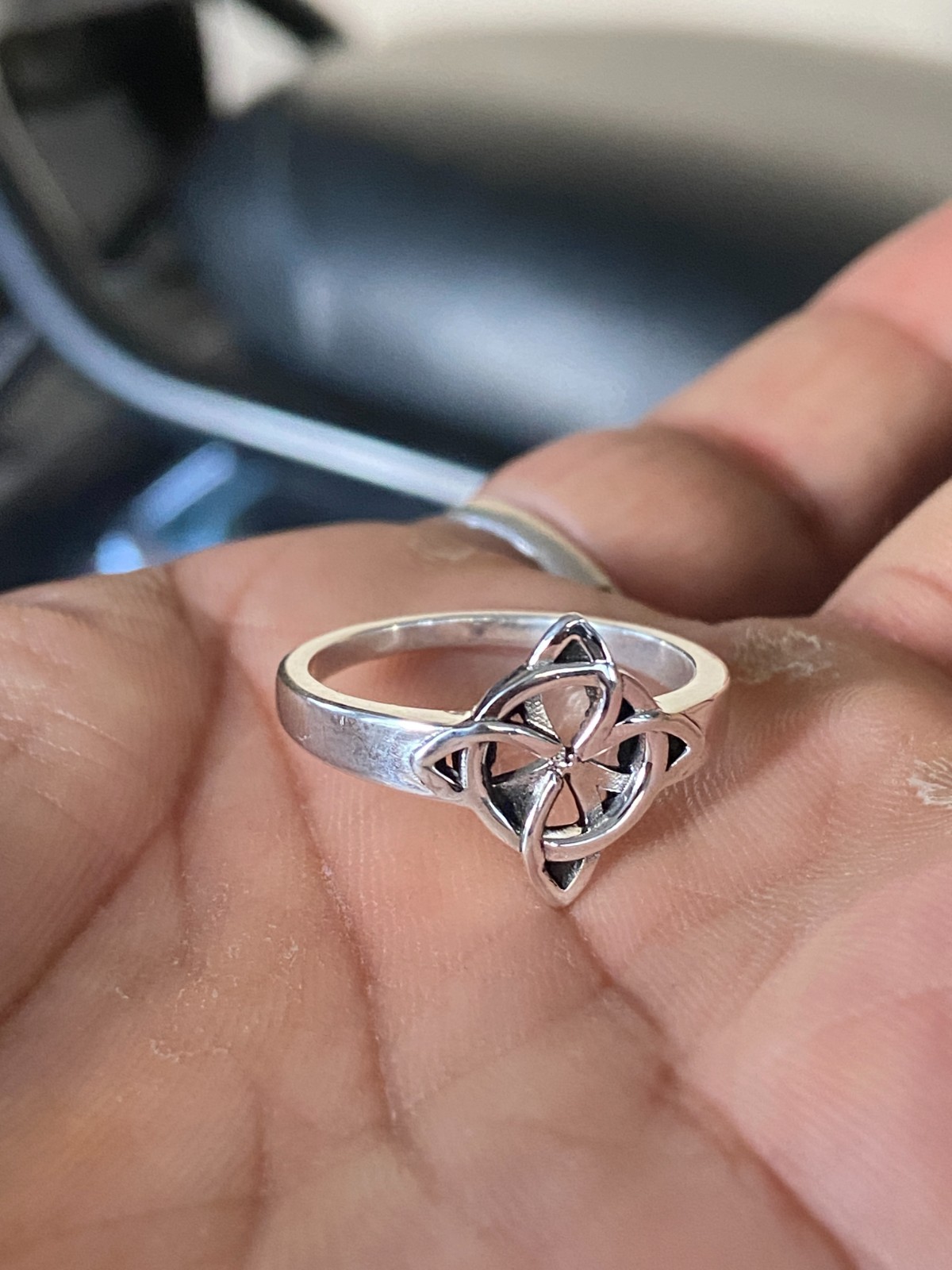 925 Sterling Silver Celtic Knot Ring Quaternary Knot Trinity Flower Band 5-15US