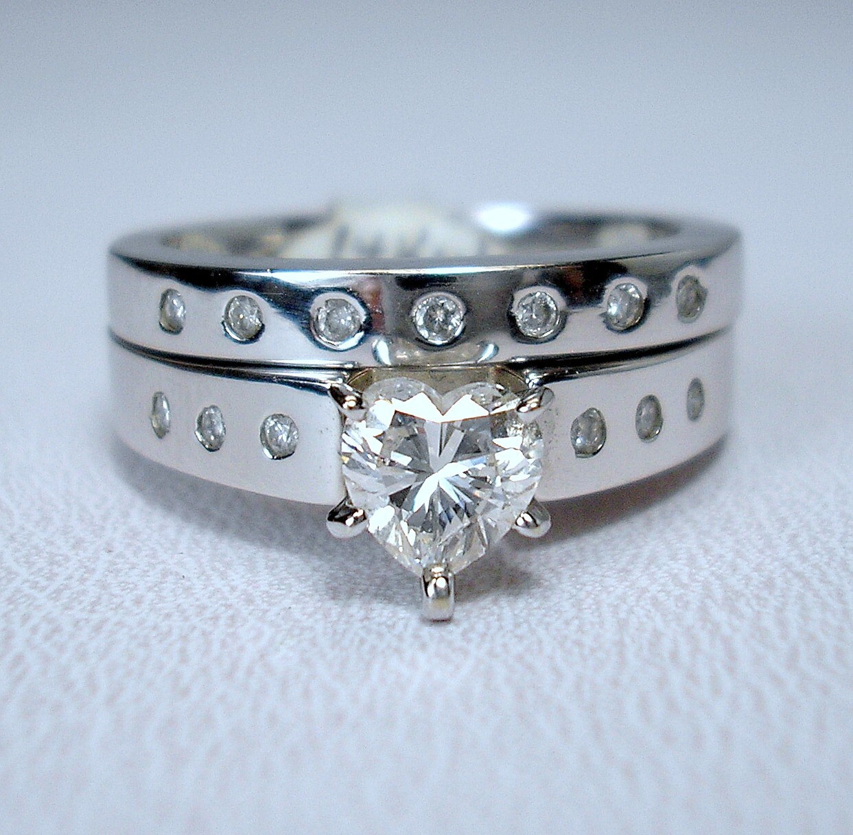0.57 ct Heart 0.70 cttw Natural Diamonds 14K White Wedding Set Was $2,595 Video